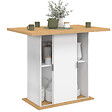 ID MARKET - Ilot central 4 personnes PAXTON 110 cm pied central avec rangement bois blanc avec plan de travail façon hêtre - vignette