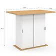 ID MARKET - Ilot central 4 personnes PAXTON 110 cm pied central avec rangement bois blanc avec plan de travail façon hêtre - vignette