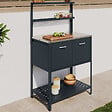 ID MARKET - Meuble de cuisine extérieure PAREO 2 portes et 2 étagères suspendues en acier gris anthracite - vignette