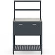 ID MARKET - Meuble de cuisine extérieure PAREO 2 portes et 2 étagères suspendues en acier gris anthracite - vignette