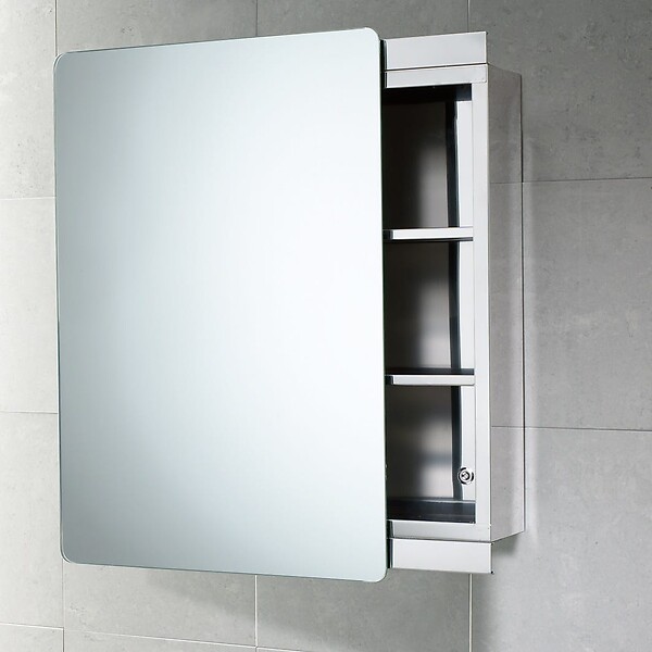 KIAMAMI VALENTINA - Miroir-Armoire De Salle De Bain Avec Porte Coulissante En Acier 46X66x12 Cm - large