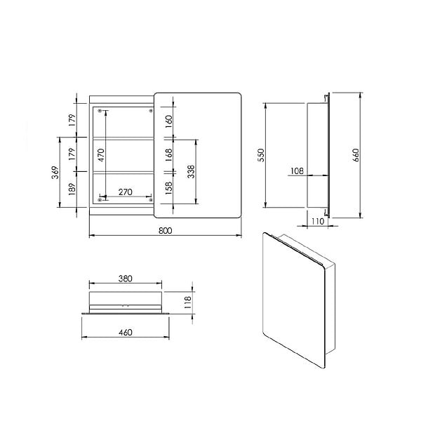 KIAMAMI VALENTINA - Miroir-Armoire De Salle De Bain Avec Porte Coulissante En Acier 46X66x12 Cm - large
