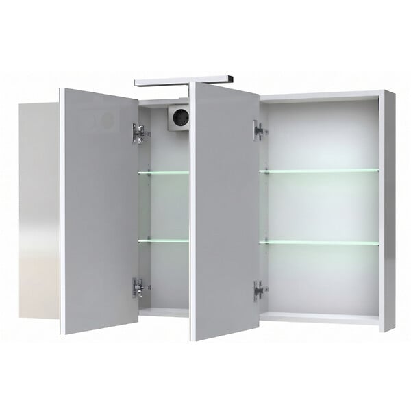 GODART - Armoire miroir de toilette éclairante 3 portes 120 cm blanche Juno 2 - large