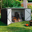 ID MARKET - Abri de jardin XXL en métal gris anthracite verrouillable multi-rangement pour stockage vélos, outils, poubelles - vignette