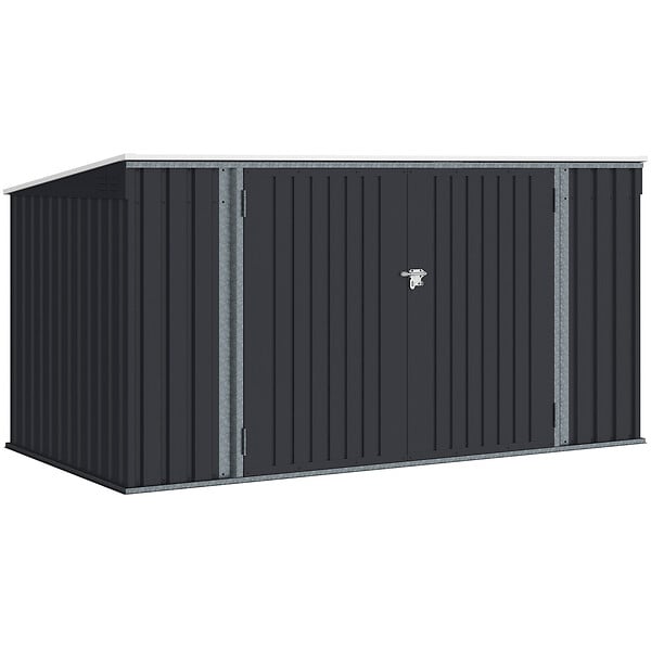 ID MARKET - Abri de jardin XXL en métal gris anthracite verrouillable multi-rangement pour stockage vélos, outils, poubelles - large
