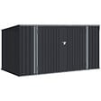 ID MARKET - Abri de jardin XXL en métal gris anthracite verrouillable multi-rangement pour stockage vélos, outils, poubelles - vignette