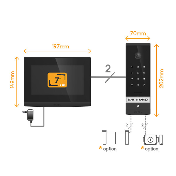 EXTEL - Visiophone 7" filaire avec clavier intégré connecté haute résolution 3K Extel Open 3K - Extel - 720330 - large