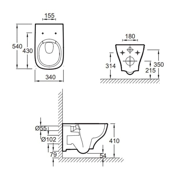 JACOB DELAFON - Cuvette WC suspendu sans bride Struktura avec abattant - large