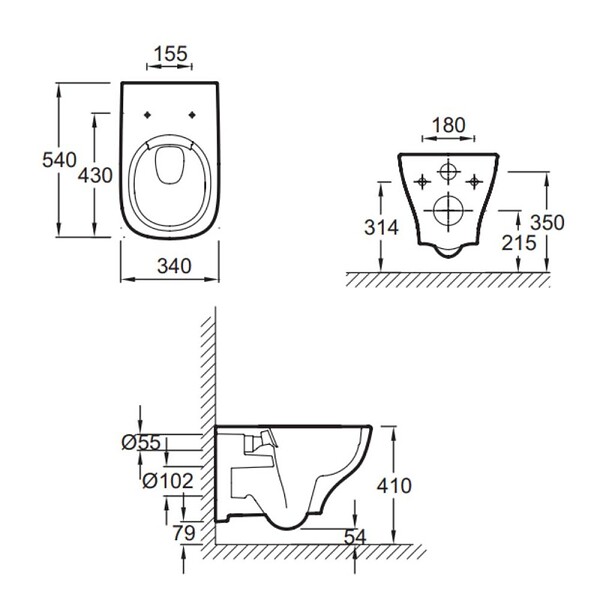 JACOB DELAFON - WC suspendu sans bride Struktura + abattant - large