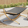 ID MARKET - Hamac XL avec support métal effet bois et toile grise - vignette