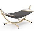 ID MARKET - Hamac XL avec support métal effet bois et toile grise - vignette