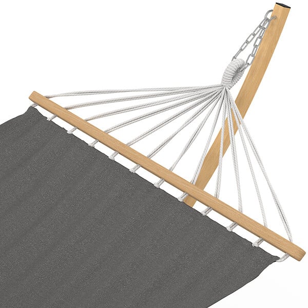 ID MARKET - Hamac XL avec support métal effet bois et toile grise - large