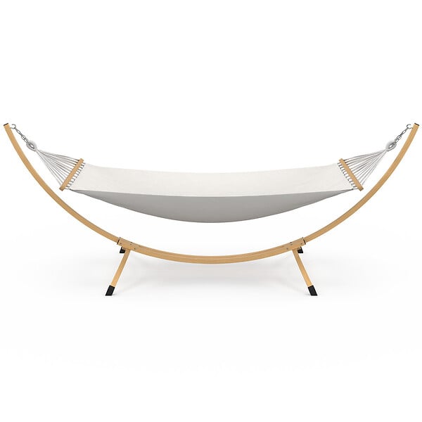 ID MARKET - Hamac XL avec support métal effet bois et toile écrue - large