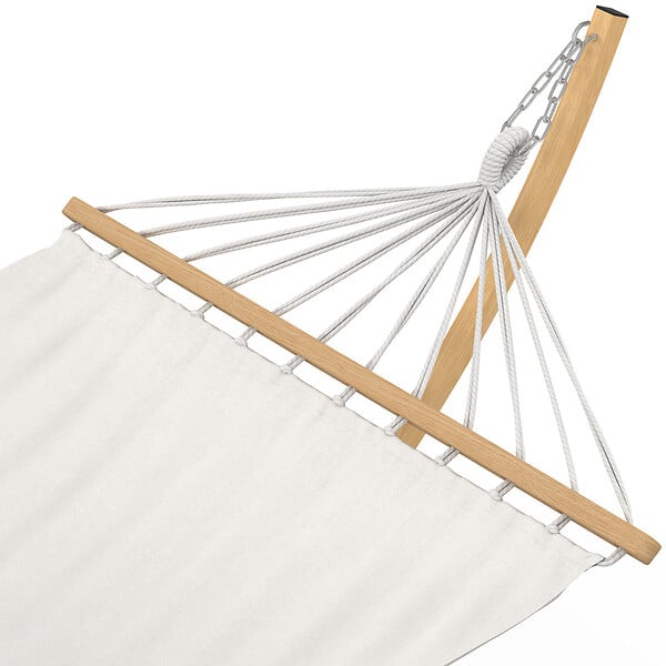 ID MARKET - Hamac XL avec support métal effet bois et toile écrue - large