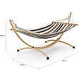 ID MARKET - Hamac XL avec support métal effet bois et toile rayée noire, blanche et chocolat - vignette