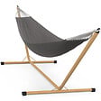 ID MARKET - Hamac avec support métal effet bois et toile gris anthracite - vignette