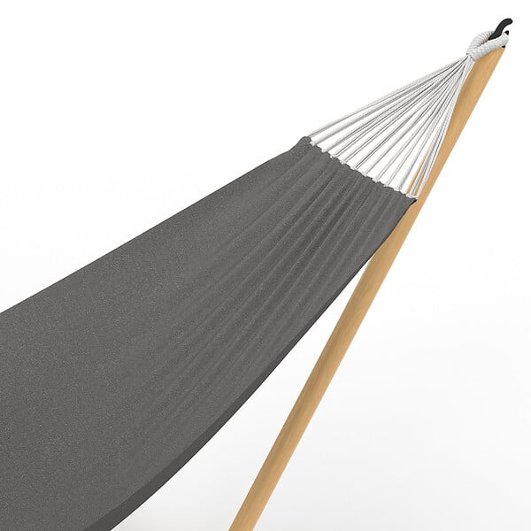 ID MARKET - Hamac avec support métal effet bois et toile gris anthracite - large