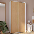 ID MARKET - Armoire 2 portes coulissantes SLIDEA blanc et bois 100 cm penderie avec étagères rangement maxi capacité - vignette