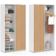 ID MARKET - Armoire 2 portes coulissantes SLIDEA blanc et bois 100 cm penderie avec étagères rangement maxi capacité - vignette