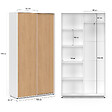 ID MARKET - Armoire 2 portes coulissantes SLIDEA blanc et bois 100 cm penderie avec étagères rangement maxi capacité - vignette