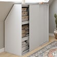 ID MARKET - Armoire sous pente 3 portes coulissantes 3 niveaux TOMI 130 x 50 x 70/110 cm blanc - vignette