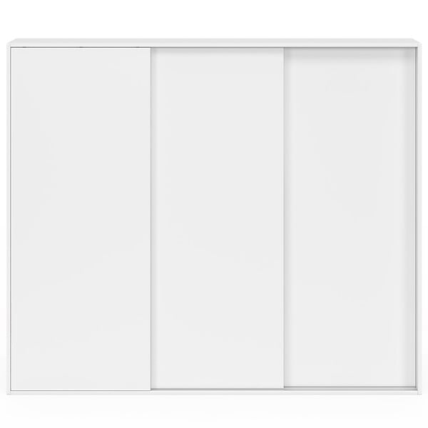 ID MARKET - Armoire sous pente 3 portes coulissantes 3 niveaux TOMI 130 x 50 x 70/110 cm blanc - large