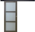 GD MENUISERIES - Porte Coulissante Gris Taupe RAL 7006 Vitee H204 x L73 cm, Rail Alu Bandeau noir, Coquilles - vignette