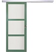GD MENUISERIES - Porte Coulissante Vert Sauge RAL 6021 Vitrée H204 x L73 cm, Rail Alu, coquilles - vignette