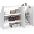 ID MARKET - Ensemble étagère 2 niveaux + armoire 2 portes sous pente TOMI blanc - vignette