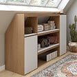 ID MARKET - Ensemble étagère 2 niveaux, armoire 1 porte et armoire 1 porte + 1 niche sous pente TOMI hêtre et blanc - vignette
