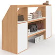 ID MARKET - Ensemble étagère 2 niveaux, armoire 1 porte et armoire 1 porte + 1 niche sous pente TOMI hêtre et blanc - vignette