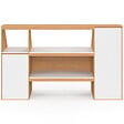 ID MARKET - Ensemble étagère 2 niveaux, armoire 1 porte et armoire 1 porte + 1 niche sous pente TOMI hêtre et blanc - vignette