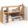 ID MARKET - Ensemble étagère 2 niveaux, armoire 1 porte et armoire 1 porte + 1 niche sous pente TOMI hêtre et blanc - vignette