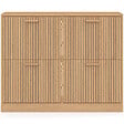 ID MARKET - Meuble à chaussures 20 paires JULIETTE 4 portes lattes tasseau bois coloris chêne - vignette