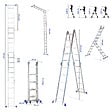 HOSTRÃ–M - Echelle pliante articulée STAVALANCE4x5, 5,7m, 20 marches, multifonction, ecarteur de mur, escabeau, aluminium, H travail max 6,29m, Hostrom - vignette
