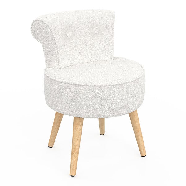 ID MARKET - Fauteuil CRAPAUD en tissu bouclette blanc - large