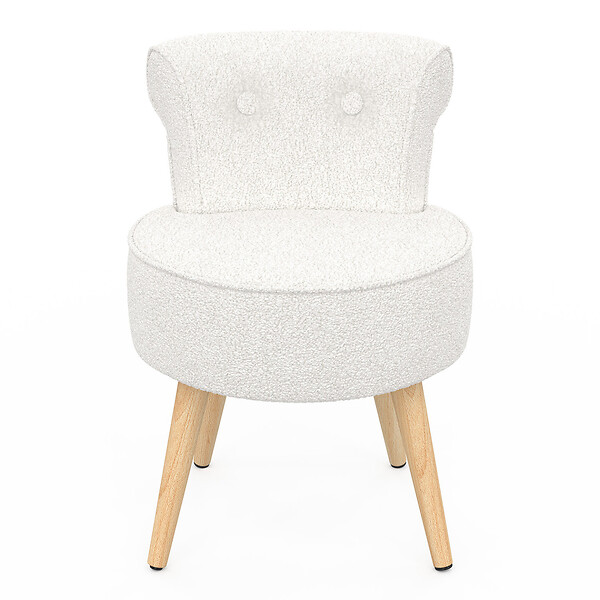 ID MARKET - Fauteuil CRAPAUD en tissu bouclette blanc - large