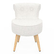 ID MARKET - Fauteuil CRAPAUD en tissu bouclette blanc - vignette