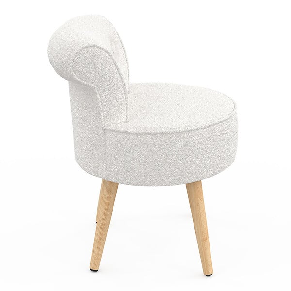 ID MARKET - Fauteuil CRAPAUD en tissu bouclette blanc - large