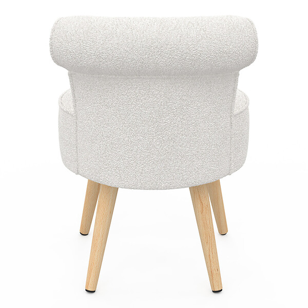 ID MARKET - Fauteuil CRAPAUD en tissu bouclette blanc - large