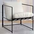 ID MARKET - Fauteuil rembourré ULYSSE structure métal et coussin blanc - vignette