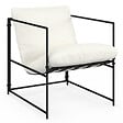 ID MARKET - Fauteuil rembourré ULYSSE structure métal et coussin blanc - vignette
