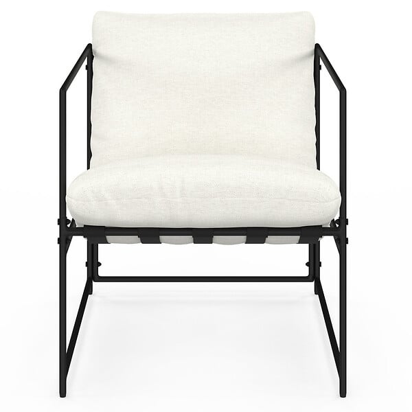ID MARKET - Fauteuil rembourré ULYSSE structure métal et coussin blanc - large