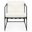 ID MARKET - Fauteuil rembourré ULYSSE structure métal et coussin blanc - vignette