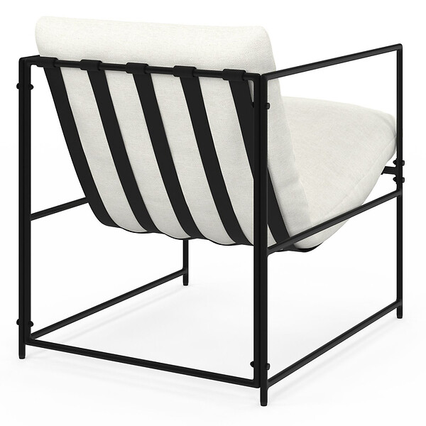ID MARKET - Fauteuil rembourré ULYSSE structure métal et coussin blanc - large