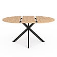 ID MARKET - Ensemble table à manger extensible ronde ALIX bois et noir 110-150 cm et 4 chaises THALYA velours beige - vignette