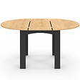 ID MARKET - Ensemble table à manger extensible ronde DONA noire plateau façon hêtre 110 - 150 cm et 6 chaises MILA velours noir - vignette