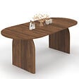 ID MARKET - Table à manger extensible japandi ovale EDITH 6-10 personnes effet noyer 160 - 200 cm - vignette