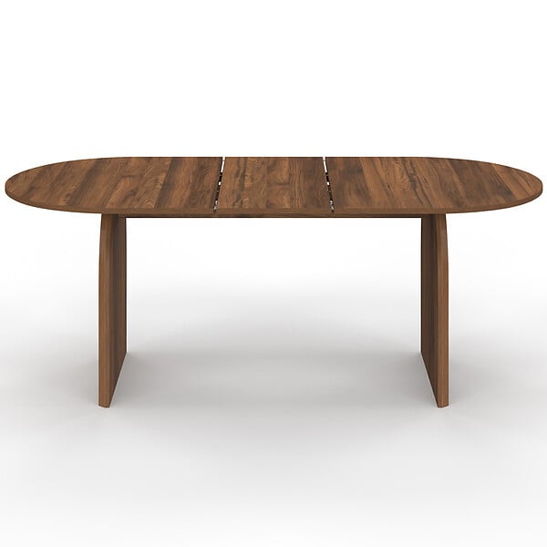 ID MARKET - Table à manger extensible japandi ovale EDITH 6-10 personnes effet noyer 160 - 200 cm - large