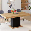 ID MARKET - Table à manger extensible rectangle EDEN 4-6 personnes bois et noir 120-160 cm - vignette
